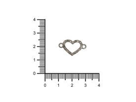 Dije Esmaltado Corazon Plateado con Strass Doble Agarre x 5 Unidades